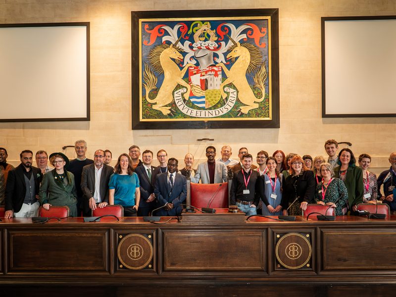 The Green Party group, led by Bishopston & Ashley Down's Councillor Emma Edwards, in the council chamber at City Hall